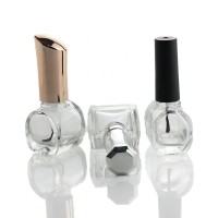 Custom Made 10ml Fancy Square Clear Gel Empty Glass Nail Polish Bottle with UV Brush Cap (NG02A)